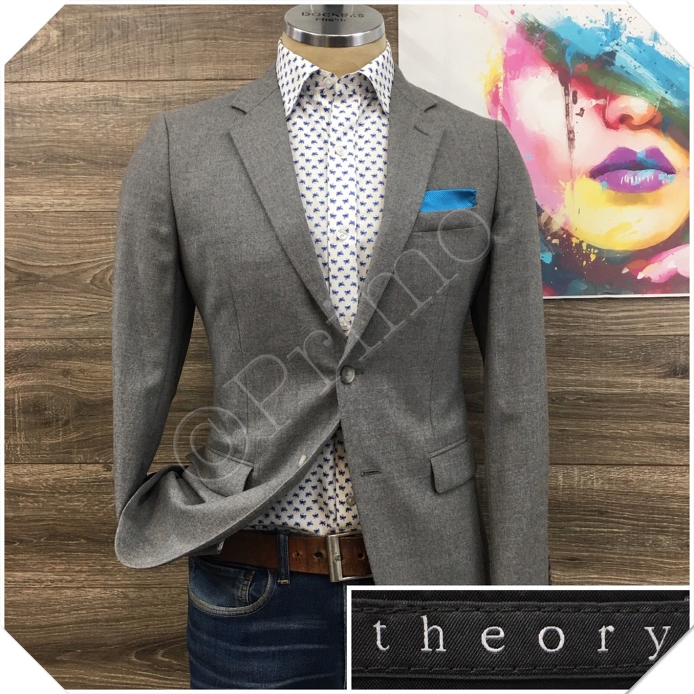 THEORY Mens Wool Blazer Sport Coat Casual Jacket Size 38R Slim Fit Classic Suit